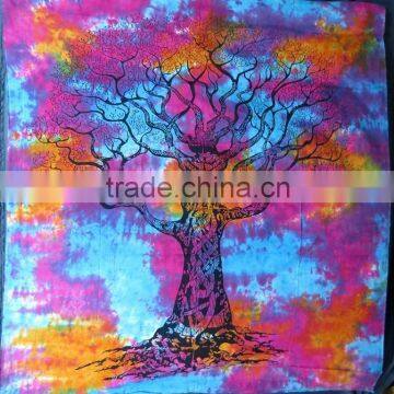 Queen Size Big Tie & Dye Tree Cotton Wall Hanging Custom Printed Tapestry Indian Bed Sheets