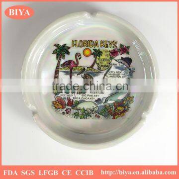 porcelain ceramics ashtray coated colorful pearl glazed for souvenir and decorative used,accept custom logo