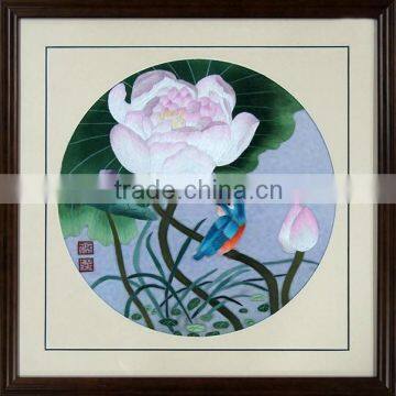 flowers and birds paiting hand embroidery work for home decoration