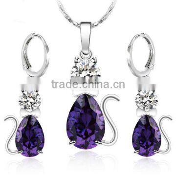 Purple Amethyst 925 Silver Pendant and Earrings Set FQ-J43