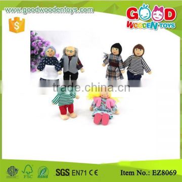 100Set Pretend Play Family Doll Set Wooden Doll Toys, 6pcs /set