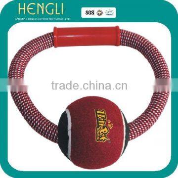 best price dog cotton rope toy with tennis balls