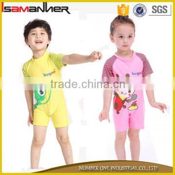 Child boy girls young models cartoon printing one piece swimsuit children