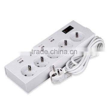 Euro German 5 way intelligent power socket with 4 usb port with child protector