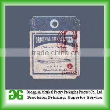 Wholesale Golden Iron Logo Plastic Hang Tag With Rope for garment