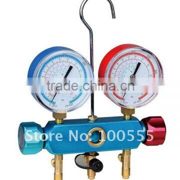 1/4 SAE 2-valve piston valve manifold with sight glass 68mm and 80mm gauge optional PR1003