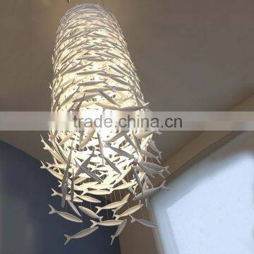 Ceramic Fish Pendant Lights Transparent Glass Fish Lighting for Luxury Decorative