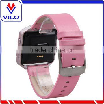 Luxury Genuine Leather Wrist Strap Watch Band For Fitbit Blaze Smart Watch+Metal Frame photo-3