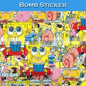 HD-044 CARLIKE Air Bubble Free Salable Car Body Bomb Cartoon Vinyl Sticker