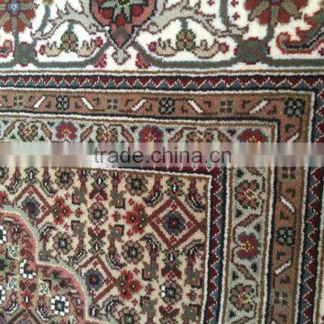 Beige-Beige Mahi Tabriz Woolen and Silk Carpet photo-3