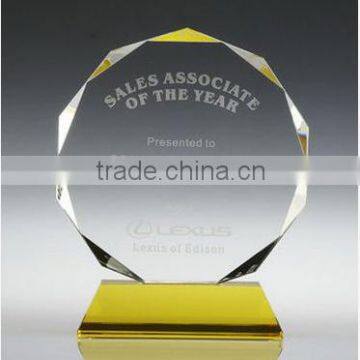 optical glass round cutting edge award figurine wholesale K9 engraving crystal