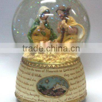 Polyresin religious holy family snow globe