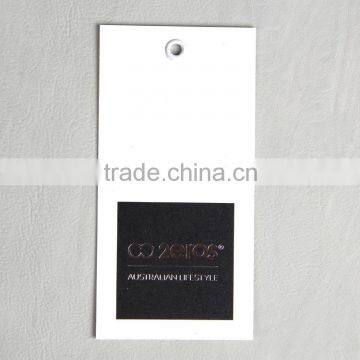 White Card Paper Hangtag With Black Printted and Logo Sliver Stamping for Men 's Trousers photo-2