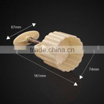 RY002 BAKEST 100g Round White Beige Mooncake Mould With Beautiful Decorative Flower Design/ 1 Plunger and 10 Stamps