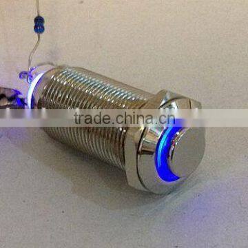 High Round Ring Illuminated Latching 4 Pin Terminals Waterproof Metal Push Button Switch 12mm