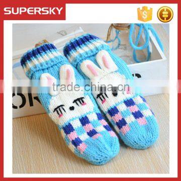 V-392 cute crochet knit women winter animal mittens gloves winter rabbit face hand warmer mitten gloves knit arm warmer