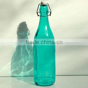 Green water glass bottle