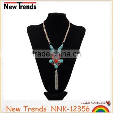 2016 exquisite Indian style turquoise jewelry tassel necklace