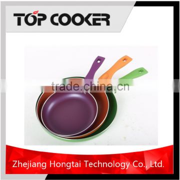 Pressed aluminum colorful chinese frying pan with spiral bottom