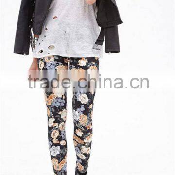 New Women Floral Print Leggings Stretchy Sexy Jeggings Pencil Pants Plus Size photo-2