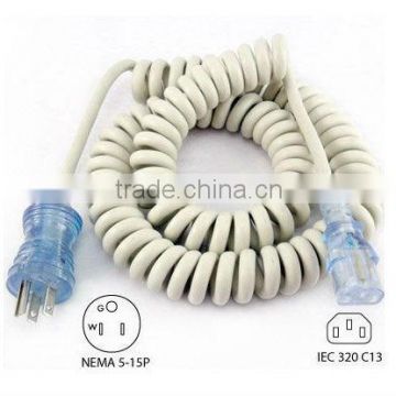 PU coiled cable with UL power plug