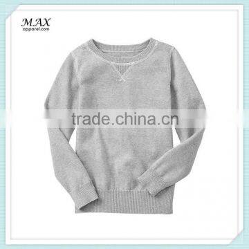 Hot sale good quality child clothes marled crewneck sweater stitched V at crewneck boys sweater fashionable sweater