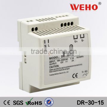 Constant voltage din rail 30w 15v cctv industrial led power supply