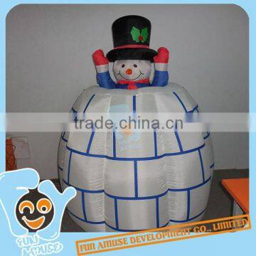 Funny Christmas Ornament Inflatable Movable Snowman Decoration With Light