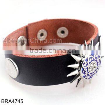Hot Selling Snap Button Charm Leather Bracelet Jewelry