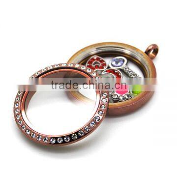 Easy open lockets coffee 316 stainless steel floating glass lockets floating charm lockets pendant LP9144-1