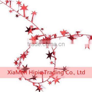 HOT SALE Metallic Red Stars Christmas Gift Wrapping Wired Tinsel Garlands photo-3