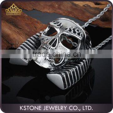 KSTONE High Quality Stainless Steel Egyptian Pharaoh Skull Pendant