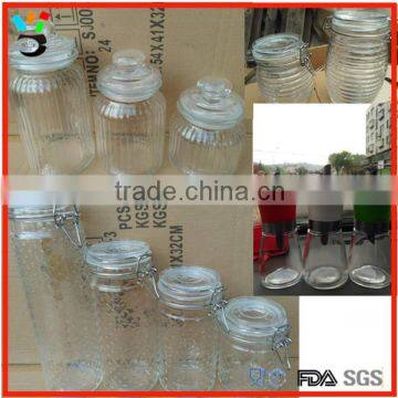 Functional Storage Different Pattern And Size Clip Top Glass Canister