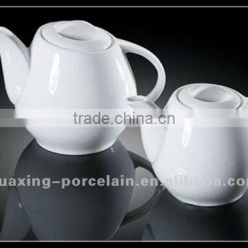 High quality super white durable porcelain tea pot H6408