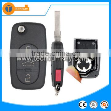 Plastic ABS 3+1 button with 1616 smal battery place and logo and blade car key cover for A4 A6 TT key blank for Audi