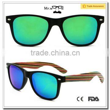 Bamboo Sunglasses Men Vantage Polarized lenses Skateboard Wood Arm Wooden Sunglass With High Quality