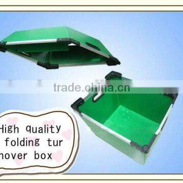 Folding green corrugated plastic container