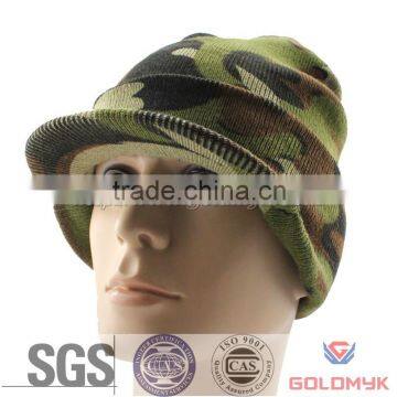 Camo beanie hat with brim