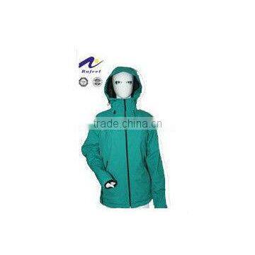 woman blue camping suit