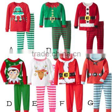 Newest in stock Christmas Santa pajamas costume for Kids