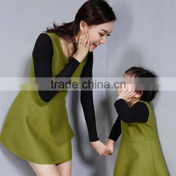 2015 latest mom and children long sleeve teenager dress