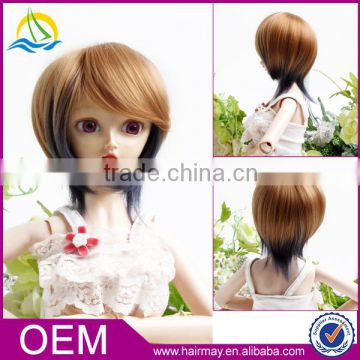 Cheap blonde short BJD hair wig new arrival ombre bob doll wig for girls