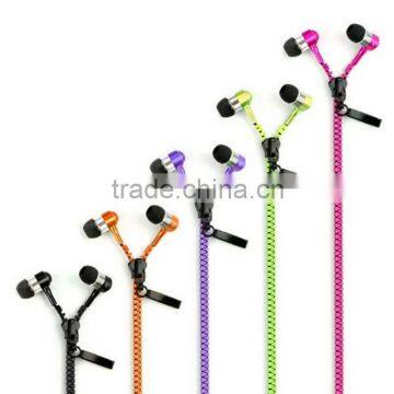 metal zipper earphone with Mic earbuds Handsfree For iPhone 5 5S 6 Plus