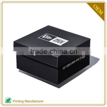 Square Folding Hat Shipping Box Black With Logo Print Custom