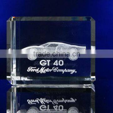 2016 Engraved car model cube shape decorative crystal paperweight