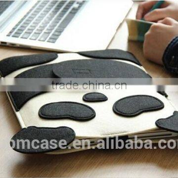 Fashion Black 9.7 inch Wool Felt Tablet Case Cute Cartoon Panda Tablet Bag