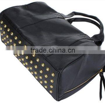 New Fashion Women's Handbag PU Leather Handbag Gold Rivet Tote Shoulder Messenger Bag Purse Hobo Black Brown photo-4