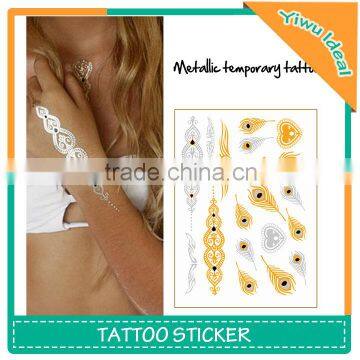 Feather Flash Metallic Body Temporary Tattoo Sticker