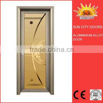 Gold color and flower decorative aluminum glass door SC-AAD008