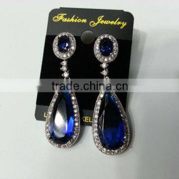 Nobility design sapphire Tear Drop Wedding Earrings 1142